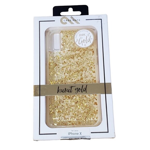 New Case Mate 24K Gold Speckle Clear i Phone X Case iphonex - Picture 1 of 4